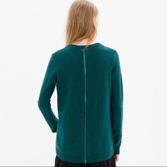 Madewell back zip sweater knit pine green size small seen on screen - Picture 3 of 8